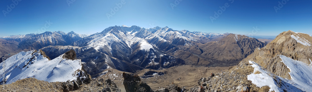 Caucasus, Ossetia. Midagrabin gorge. View from the ridge of Mount Tbau.