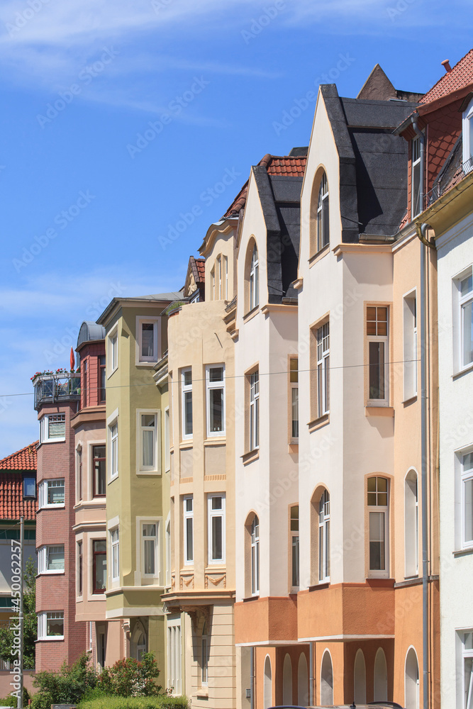 Häuserzeile, Reihenhäuser, Wohngebäude, Lehe, Bremerhaven, Bremen, Deutschland, Europa