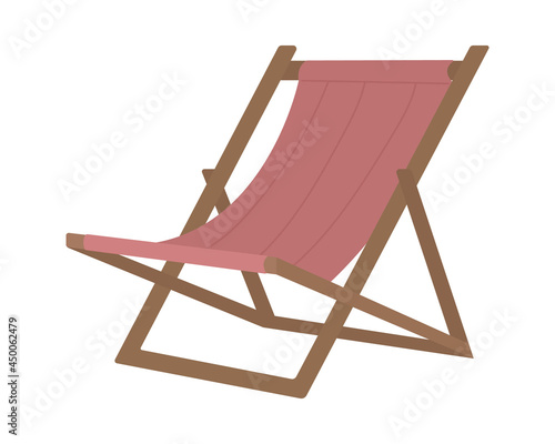 Beach chair for relaxing semi flat color vector object. Full sized item on white. Camp chair. Outdoor furniture isolated modern cartoon style illustration for graphic design and animation
