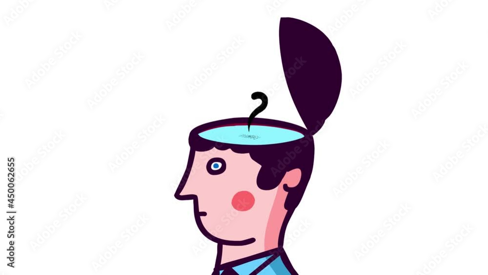 Cartoon question mark and black swan inside head as a symbol. Metaphor of something unpredictable, unexpected. Good for any video material with concept like training or for explainers. Cartoon question mark and black swan inside head as a symbol. Metaphor of something unpredictable, unexpected. Good for any video material with concept like training or for explainers.
