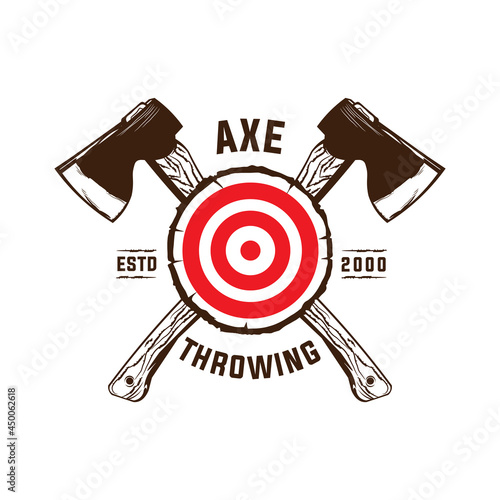 Axe Throwing Club wood target, good for axe club logo design photo