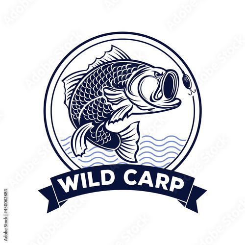 Carp Fishing logo, good for fishing tournament event and Fresh Fish Company Business
