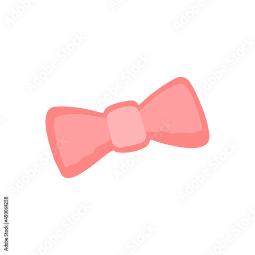 Cartoon illustration of pink bow vector icon for flat design