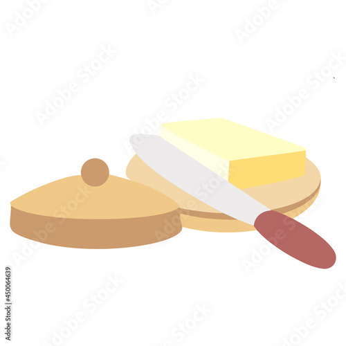 knife spreading butter or margarine on bread slices flat design vector