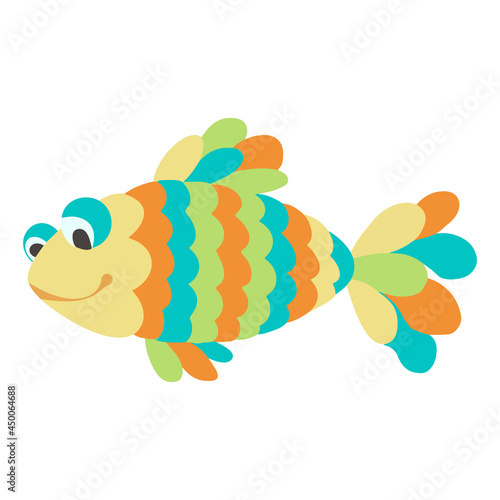 Fish toy illustration, colorful flat fish with vector