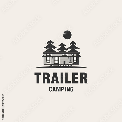 Trailer camping logo template on monogram style