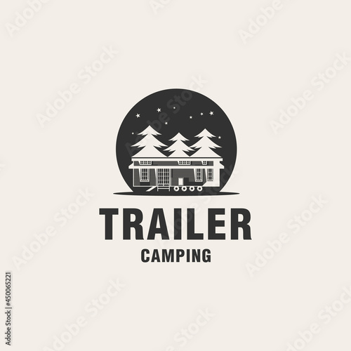 Trailer camping logo template on monogram style