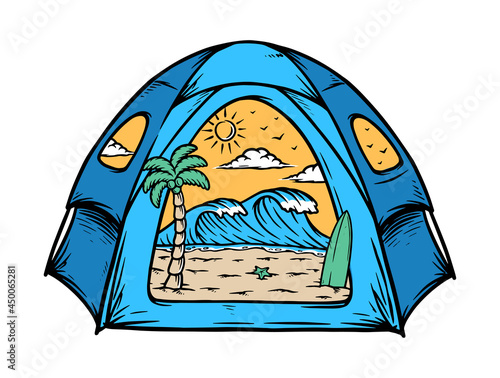 the beach inside my tent