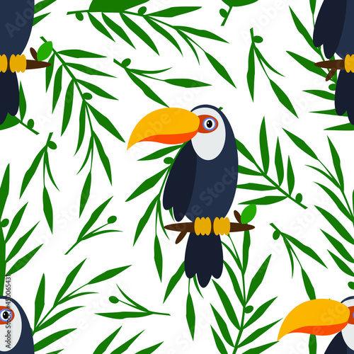 Seamless pattern of parrot on white background 