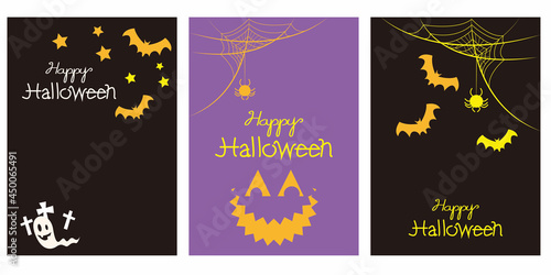 Set of template for Halloween holiday. Decorative Halloween illustration. Vector template for Halloween event  promotion and design. 