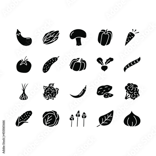 Fototapeta Naklejka Na Ścianę i Meble -  Vegetable flat line icons set. Salad ingredient, organic nutrition - tomato, cauliflower, salad, pepper, potato, corn, mushroom, broccoli. Simple flat vector illustration for web site or mobile app