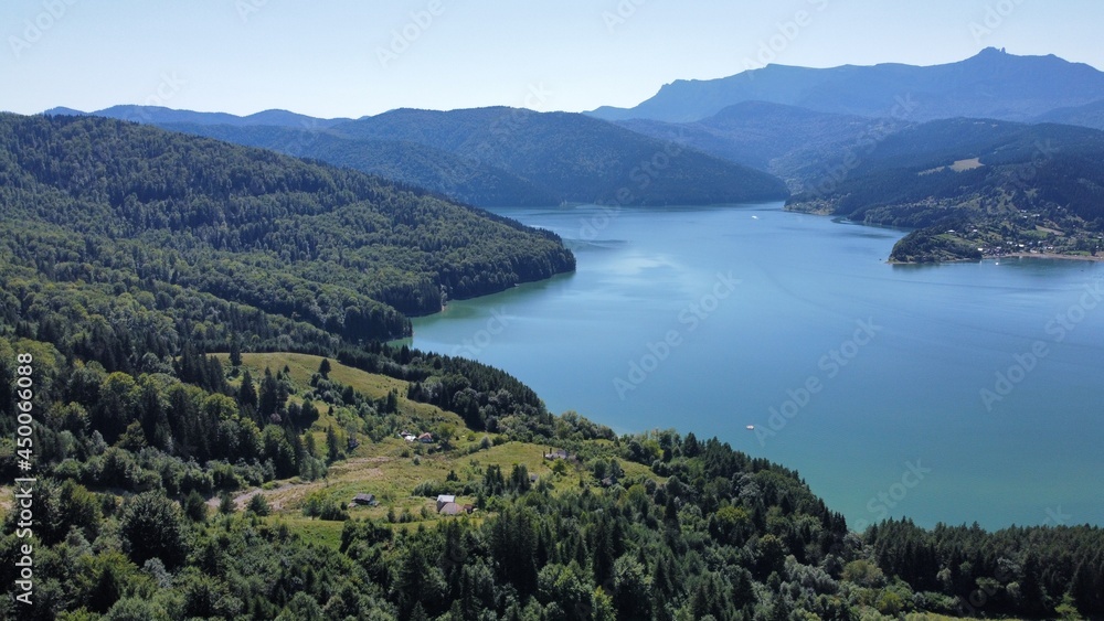 Lake and Mountains Aerial View in Romania Lake and Mountains Aerial View in Romania