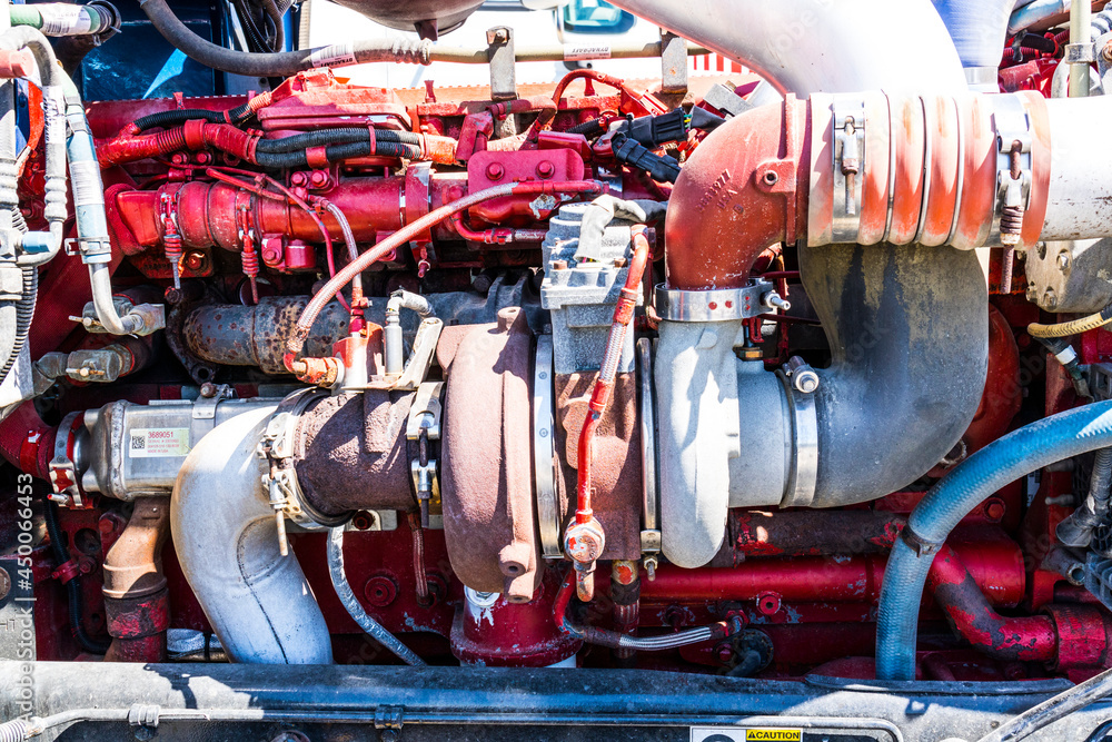 Peterbuilt Big Rig Semi Tractor Trailer engine turbocharger. Stock