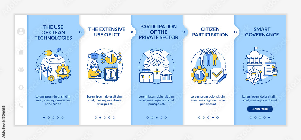 Instruments of smart city blue onboarding vector template. Responsive mobile website with icons. Web page walkthrough 5 step screens. Urban facilities color concept with linear illustrations Instruments of smart city blue onboarding vector template. Responsive mobile website with icons. Web page walkthrough 5 step screens. Urban facilities color concept with linear illustrations