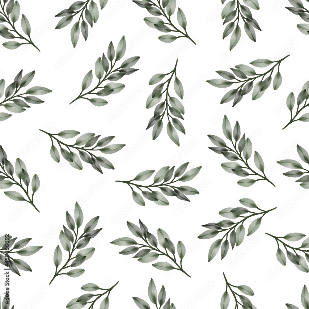 Naklejka premium seamless pattern of green leaves for fabric and background design