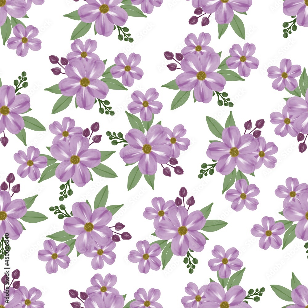 seamless pattern of violet flower for fabric design