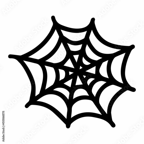 Vector halloween spider web clipart isolated on white background. Funny, cute illustration for seasonal design, textile, decoration kids playroom or greeting card. Hand drawn prints and doodle.