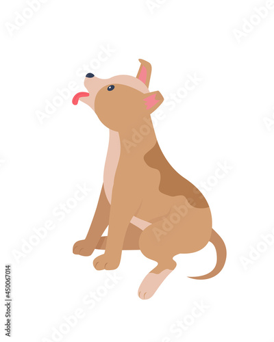 Adopt puppy from abroad semi flat color vector character. Full body animal on white. Visiting animal shelter. Dog rehoming isolated modern cartoon style illustration for graphic design and animation