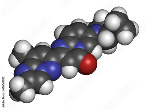 Risdiplam Spinal muscular Atrophy drug molecule. 3D rendering. photo