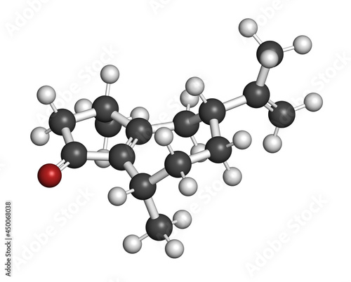 Photo Rotundone peppery taste molecule. 3D rendering.