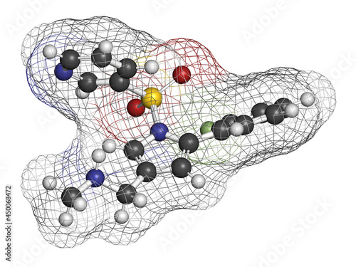 Vonoprazan drug molecule. 3D rendering. photo