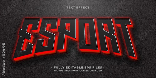 neon glowing red esport text effect editable eps cc