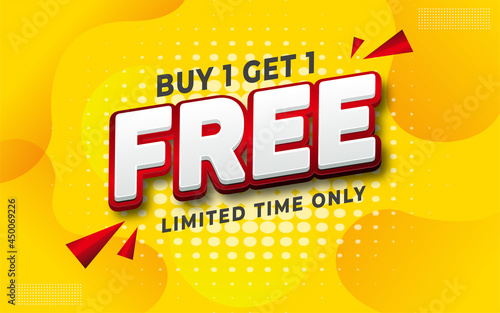 Editable text Buy one get one free sale yellow background