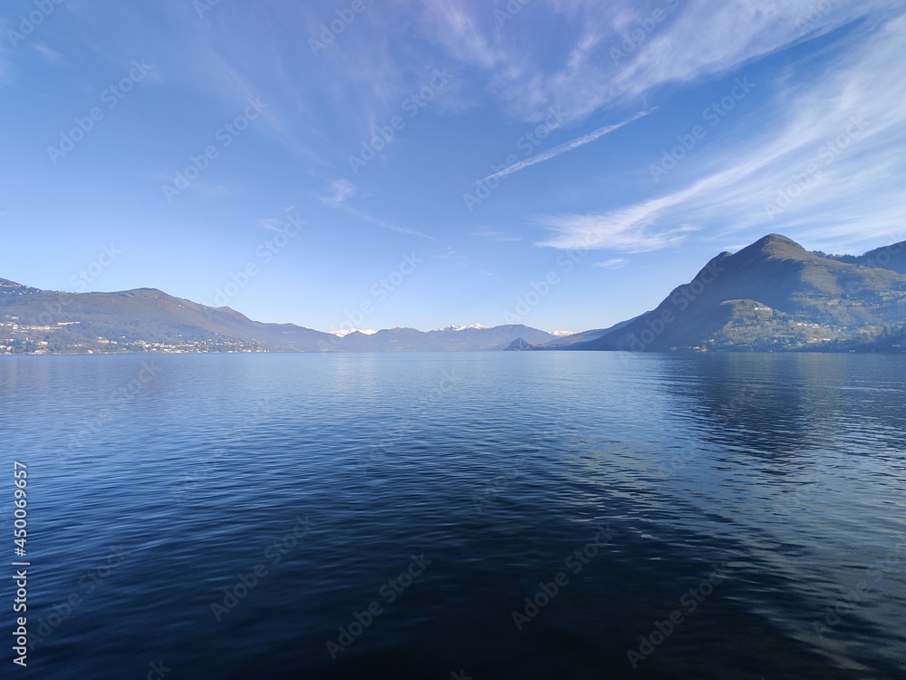 Beautiful view Lago Maggiore in winter near Verbania Italy Beautiful view Lago Maggiore in winter near Verbania Italy