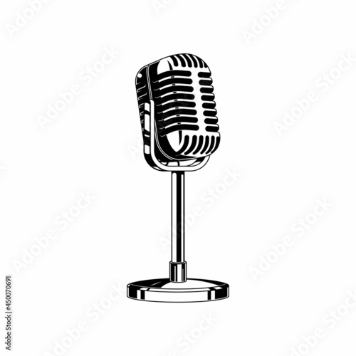 Retro  microphone concept vector. vintage microphone vector image.