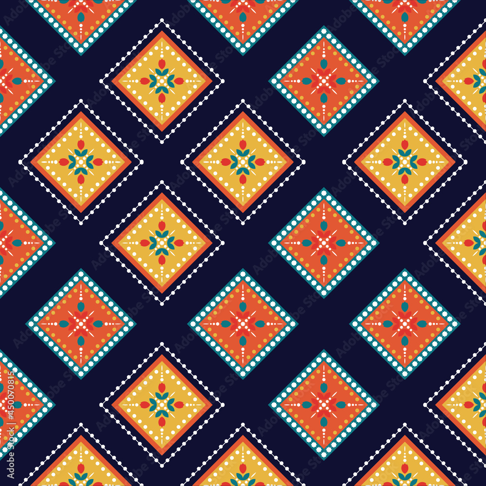 Ethnic fabric texture pattern Abstract Geometric Vector oriental illustration retro embroidery repeating 
