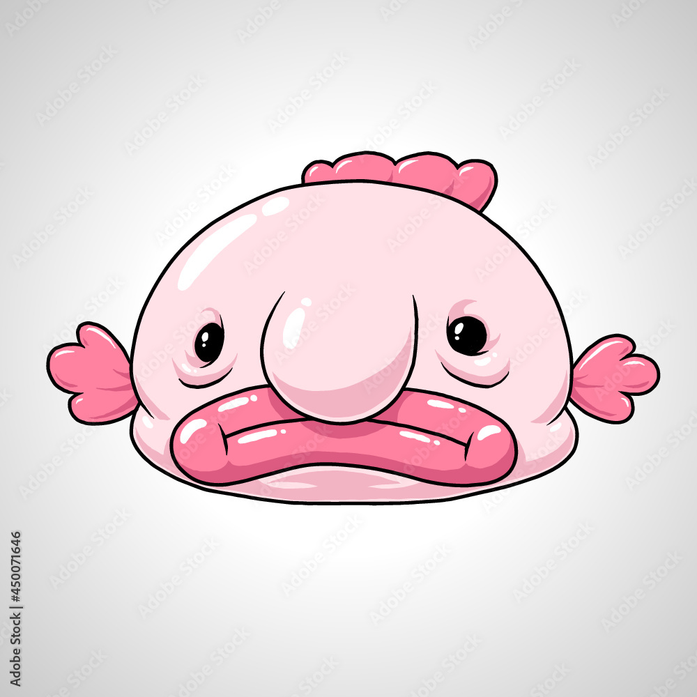 Illustrated Blobfish Ugly Fish Cartoon Drawing Stock Vector Adobe Stock