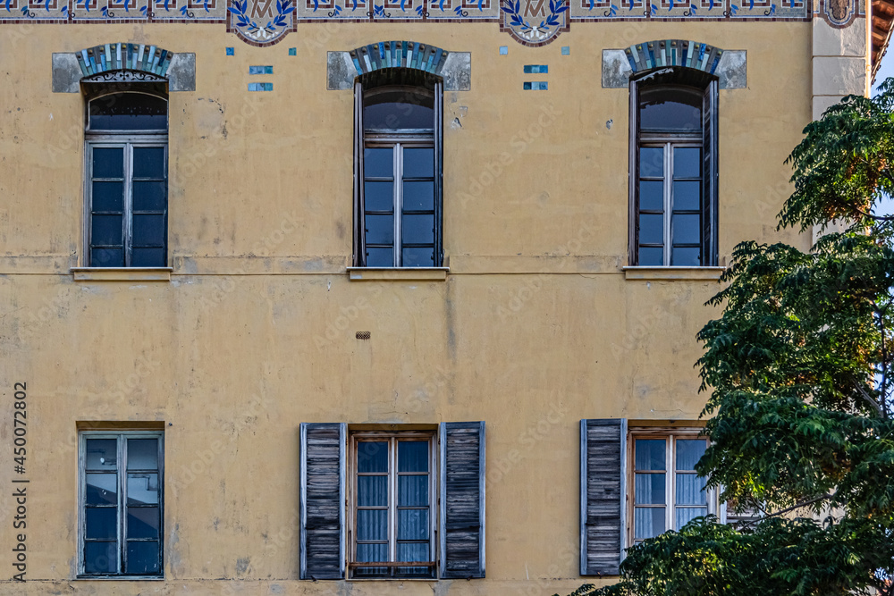 facade in the streets of downtown Ajaccio, Corsica