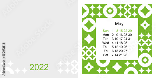 Fashionable desktop calendar template with graphic design for 2022