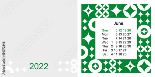 Fashionable desktop calendar template with graphic design for 2022