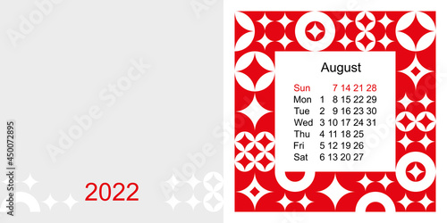 Fashionable desktop calendar template with graphic design for 2022