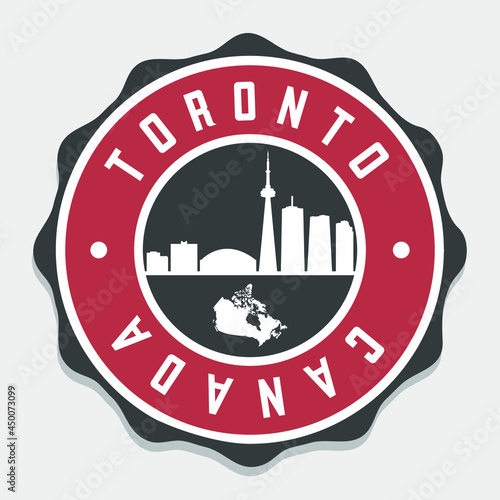 Toronto, ON, Canada Badge Map Vector Seal Vector Sign. National Symbol Country Stamp Design Icon Label. 