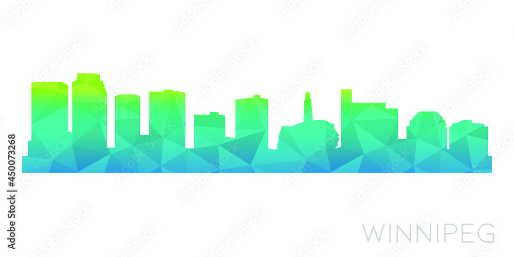 Winnipeg, MB, Canada Low Poly Skyline Clip Art City Design. Geometric Polygon Graphic Horizon Icon. Vector Illustration Symbol.
