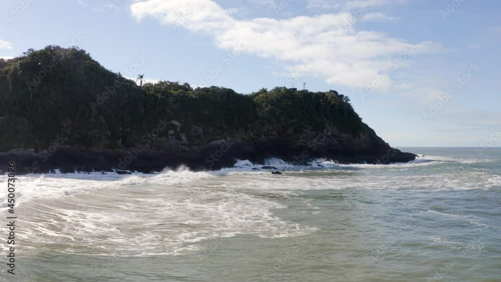 Aerial view of waves at the lonely beach, Itajaí, Brazil Aerial view of waves at the lonely beach, Itajaí, Brazil