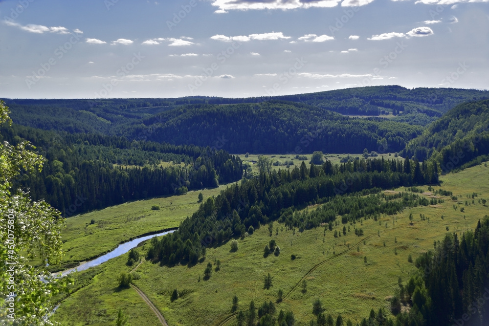 Irgina river valley with Vakutin stone Irgina river valley with Vakutin stone