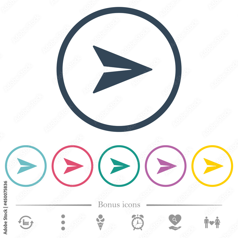 Send message solid flat color icons in round outlines