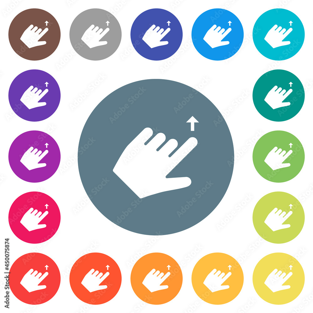 Left handed move up gesture flat white icons on round color backgrounds Left handed move up gesture flat white icons on round color backgrounds