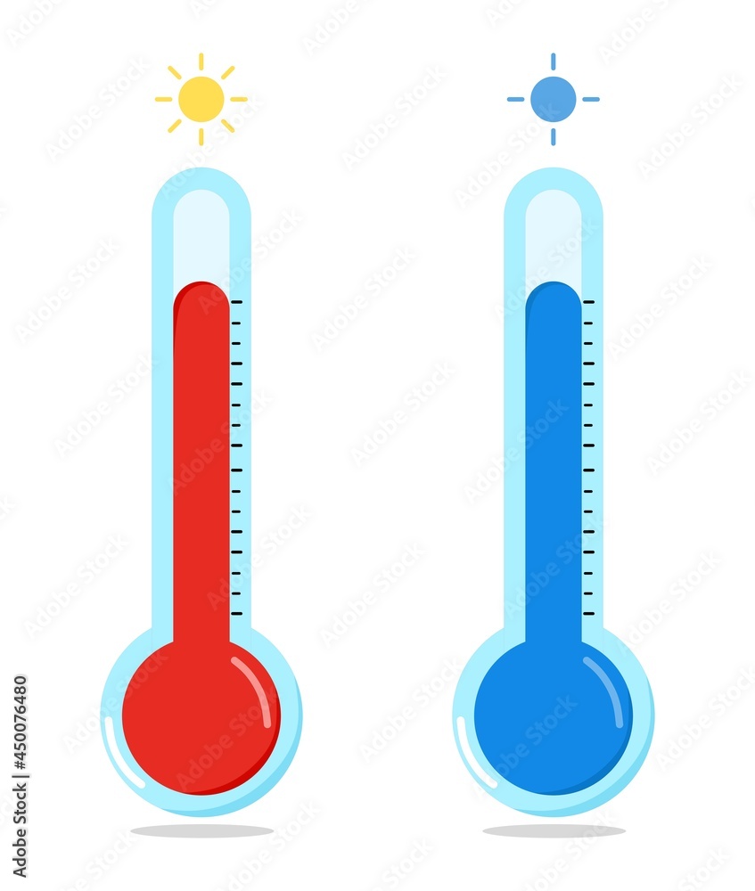 Vector illustration of a thermometer showing hot and cold temperatures, suitable for advertising medicinal products Vector illustration of a thermometer showing hot and cold temperatures, suitable for advertising medicinal products