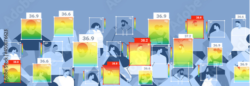 detecting elevated body temperature of people checking by non-contact thermal ai camera stop coronavirus outbreak
