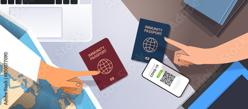 hands pointing at global immunity passports risk free covid-19 re-infection pcr certificate coronavirus immunity