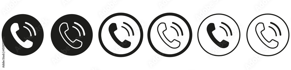 TÉLÉPHONE ICÔNE ROND NOIR TÉLÉPHONE ICÔNE ROND NOIR
