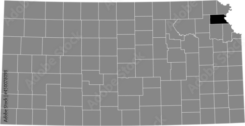 Black highlighted location map of the Atchison County inside gray map of the Federal State of Kansas, USA photo