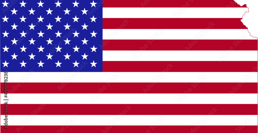 Simple flat US flag map of the Federal State of Kansas, USA Simple flat US flag map of the Federal State of Kansas, USA