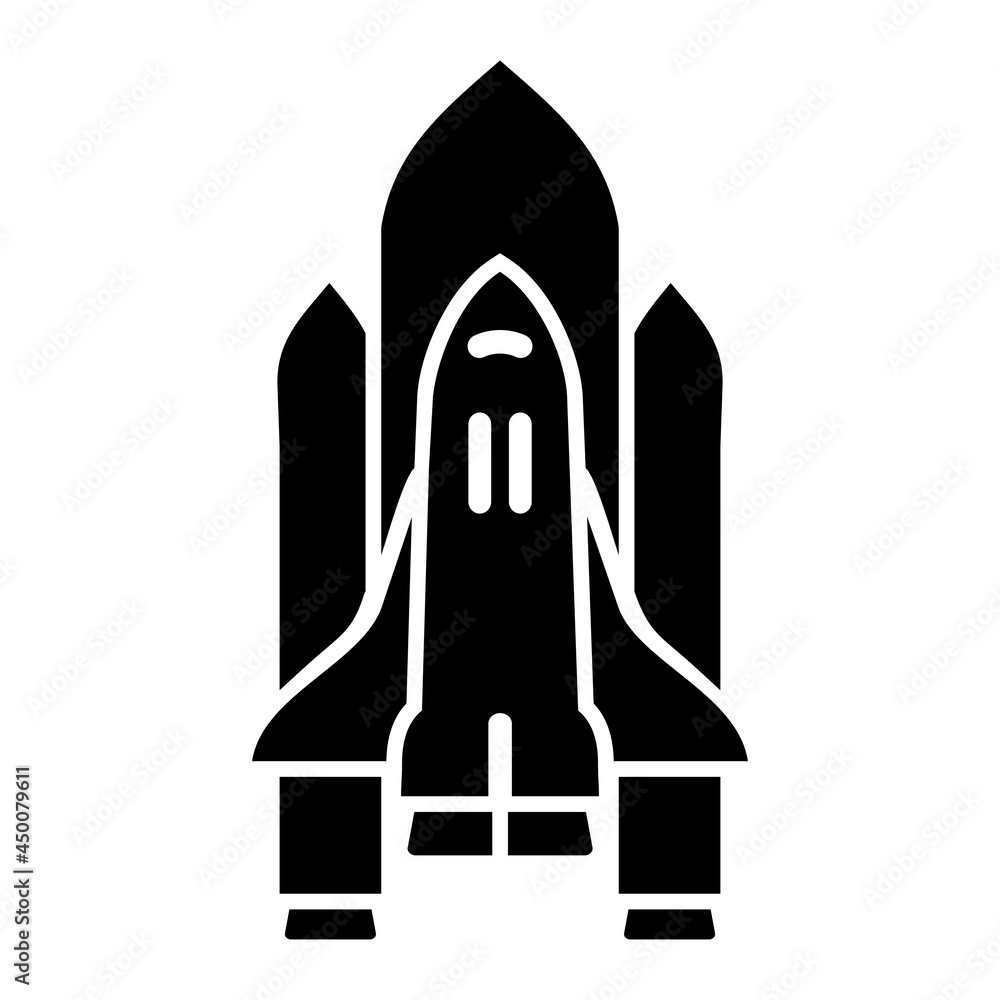 Vector Space Shuttle Glyph Icon Design