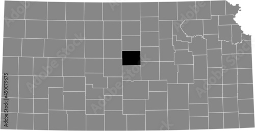 Black highlighted location map of the Ellsworth County inside gray map of the Federal State of Kansas, USA
