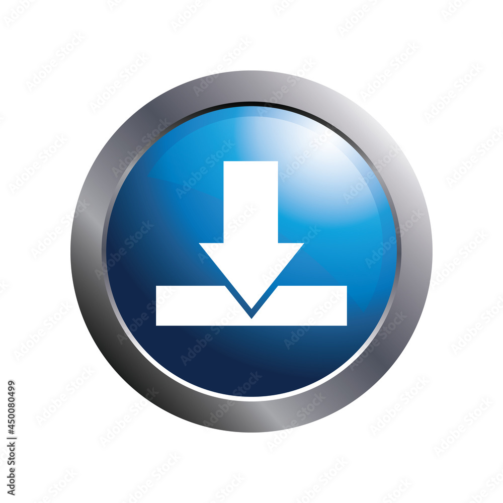 Blue button with download icon. Vector illustration. Blue button with download icon. Vector illustration.